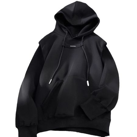 Fashion Fake Two Piece Solid Color Sweatshirt Men's Hooded Jacket