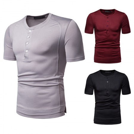 New Summer Thin High Stretch Men's Short Sleeve Round Neck T-Shirt